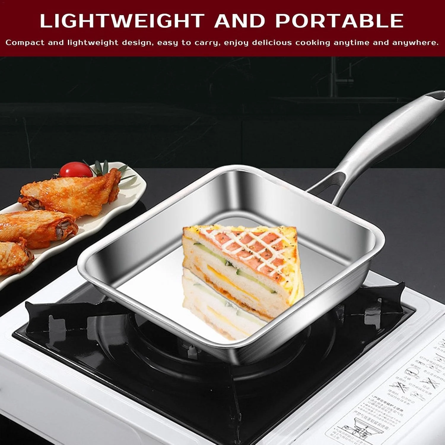Nonstick Square Frying Pan, 3-Ply Stainless Steel Deep Skillet, Small Nonstick Egg Pan, Durable Scratch-Resistant Cookware, Induction Compatible Multipurpose Pan for Eggs and Everyday Cooking Nonstick Square Frying Pan, 3-Ply Stainless Steel Deep Skillet, Small Nonstick Egg Pan, Durable Scratch-Resistant Cookware, Induction Compatible Multipurpose Pan for Eggs and Everyday Cooking