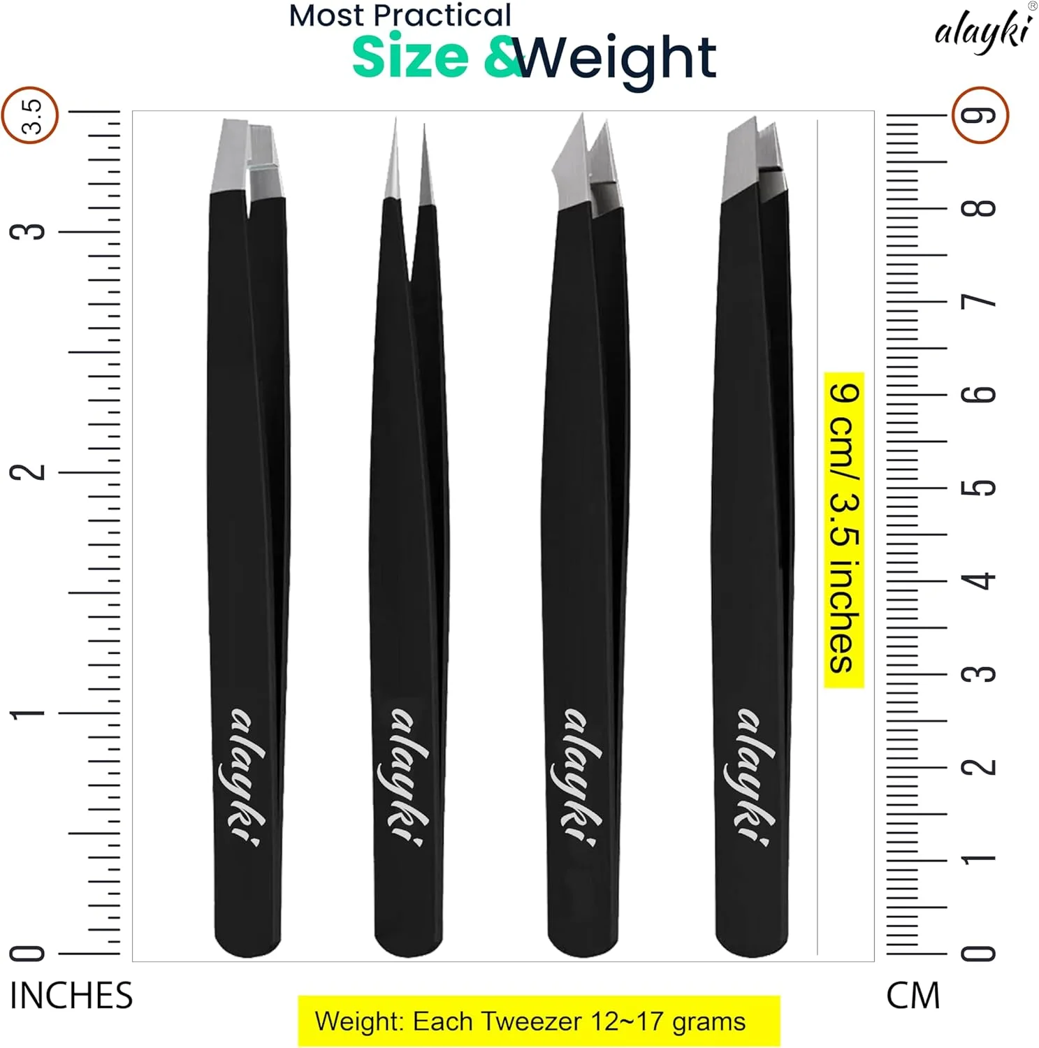 Alayki 4-Piece Stainless Steel Tweezer Set, 4 Pcs Tweezer Set perfect for shaping eyebrows, ensuring durability and accuracy with a convenient leather bag case for safe storage and easy portability. Alayki 4-Piece Stainless Steel Tweezer Set, 4 Pcs Tweezer Set perfect for shaping eyebrows, ensuring durability and accuracy with a convenient leather bag case for safe storage and easy portability.