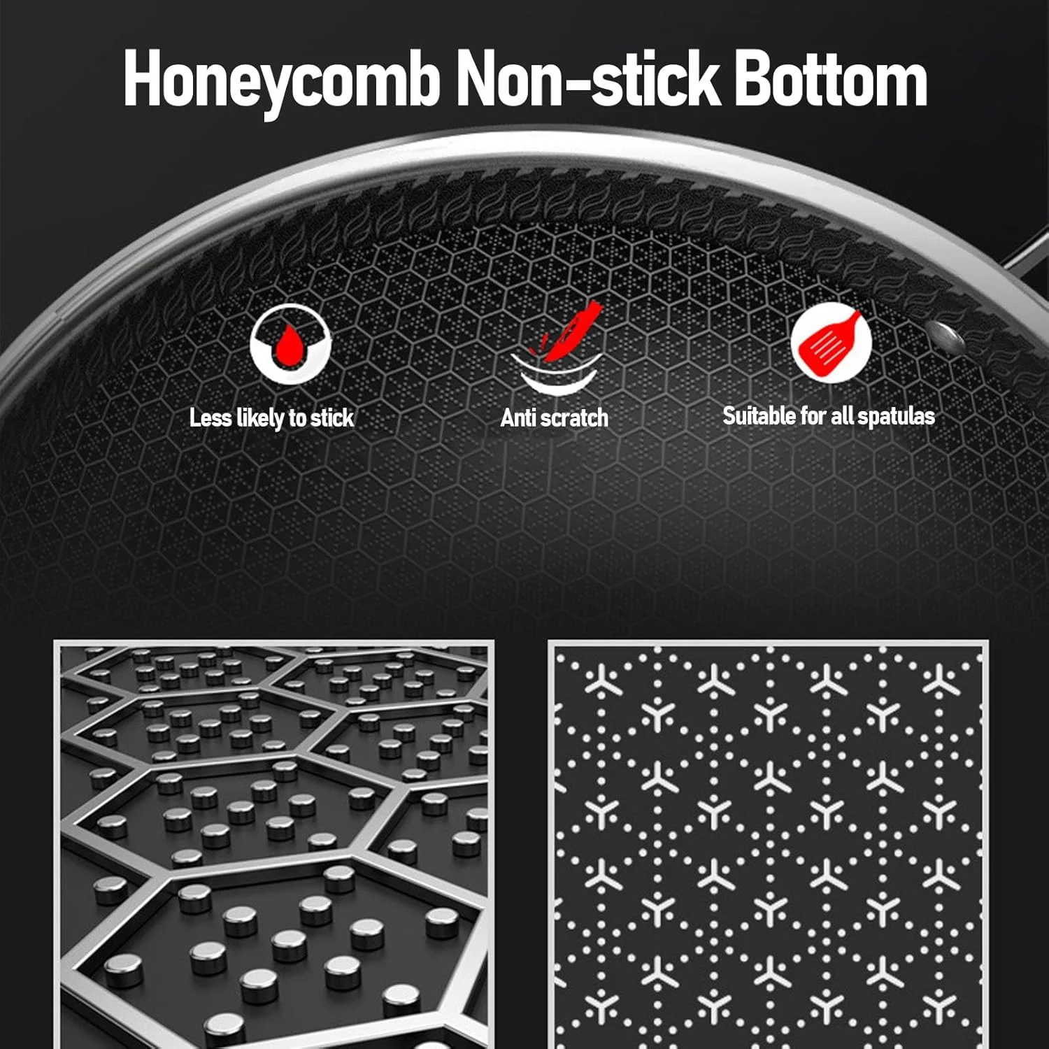 316 Stainless Steel Nonstick Frying Pan with Lid, Honeycomb Skillet for Induction & Gas Stove, Dishwasher Safe, Anti Scratch Cookware for Home & Professional Use (30cm) 316 Stainless Steel Nonstick Frying Pan with Lid, Honeycomb Skillet for Induction & Gas Stove, Dishwasher Safe, Anti Scratch Cookware for Home & Professional Use (30cm)