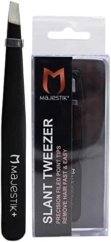 موچین اریب Majestik+ - موچین نوک اریب استیل ضد زنگ حرفه ای - بهترین موچین ابرو دقیق برای روتین زیبایی روزانه شما! مشکی موچین اریب Majestik+ - موچین نوک اریب استیل ضد زنگ حرفه ای - بهترین موچین ابرو دقیق برای روتین زیبایی روزانه شما! مشکی