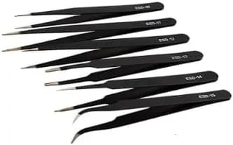 موچین های پلاکِر ضد استاتیک استیل 53 Arts برای الکترونیک، جواهرات، کامپیوتر، رفع مو و موارد دیگر - ست موچین - 6 عددی موچین های پلاکِر ضد استاتیک استیل 53 Arts برای الکترونیک، جواهرات، کامپیوتر، رفع مو و موارد دیگر - ست موچین - 6 عددی