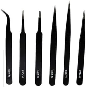 موچین های پلاکِر ضد استاتیک استیل 53 Arts برای الکترونیک، جواهرات، کامپیوتر، رفع مو و موارد دیگر - ست موچین - 6 عددی موچین های پلاکِر ضد استاتیک استیل 53 Arts برای الکترونیک، جواهرات، کامپیوتر، رفع مو و موارد دیگر - ست موچین - 6 عددی