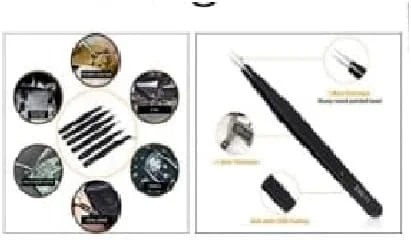 موچین های پلاکِر ضد استاتیک استیل 53 Arts برای الکترونیک، جواهرات، کامپیوتر، رفع مو و موارد دیگر - ست موچین - 6 عددی موچین های پلاکِر ضد استاتیک استیل 53 Arts برای الکترونیک، جواهرات، کامپیوتر، رفع مو و موارد دیگر - ست موچین - 6 عددی