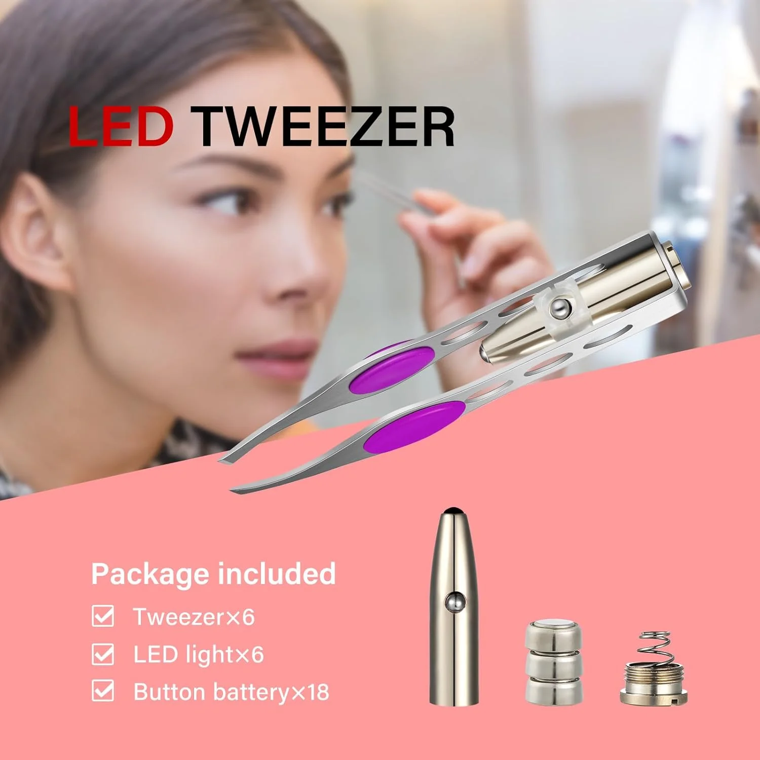 موچین استیل ضد زنگ چراغ دار 6 عددی، موچین چراغ دار برای آرایش، مژه، ابرو و برداشتن مو، موچین روشن کننده برای برداشتن دقیق مو مردانه و زنانه (قرمز، بنفش، آبی تیره) موچین استیل ضد زنگ چراغ دار 6 عددی، موچین چراغ دار برای آرایش، مژه، ابرو و برداشتن مو، موچین روشن کننده برای برداشتن دقیق مو مردانه و زنانه (قرمز، بنفش، آبی تیره)
