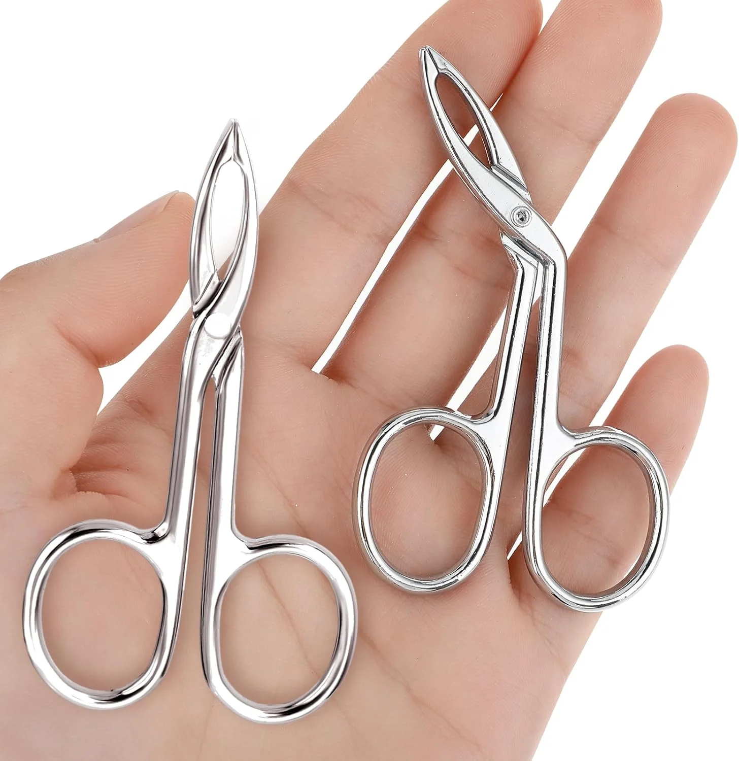 YUXIANLB 2 عدد موچین قیچی دسته دار نوک صاف قیچی شکل موچین ابرو برای برداشتن موهای صورت، موچین ابرو برای مراقبت از ابرو، موچین ابرو برای زنان و مردان (نقره ای) YUXIANLB 2 عدد موچین قیچی دسته دار نوک صاف قیچی شکل موچین ابرو برای برداشتن موهای صورت، موچین ابرو برای مراقبت از ابرو، موچین ابرو برای زنان و مردان (نقره ای)