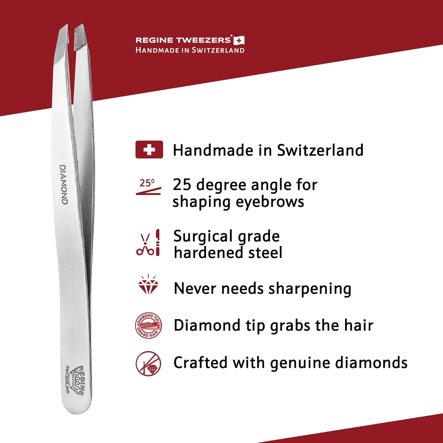موچین نوک الماس اصل - موچین نوک الماس اصل Regine Switzerland، دست ساز، استیل ضد زنگ درجه جراحی، موچین حرفه ای و دقیق برای برداشتن ابرو و مو، بهترین موچین دنیا موچین نوک الماس اصل - موچین نوک الماس اصل Regine Switzerland، دست ساز، استیل ضد زنگ درجه جراحی، موچین حرفه ای و دقیق برای برداشتن ابرو و مو، بهترین موچین دنیا