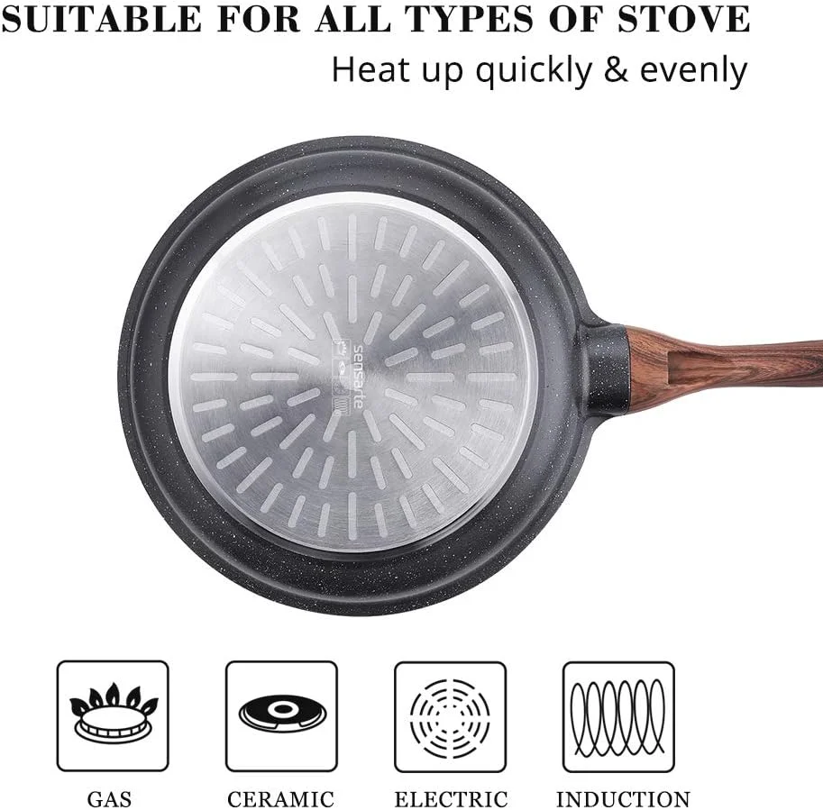 تابه نچسب SENSARTE، تابه املت با روکش گرانیتی سوئیسی 24 سانتی متری، ظروف سنگی سالم، تابه آشپز، سازگار با اجاق گاز و القایی، بدون PFOA تابه نچسب SENSARTE، تابه املت با روکش گرانیتی سوئیسی 24 سانتی متری، ظروف سنگی سالم، تابه آشپز، سازگار با اجاق گاز و القایی، بدون PFOA