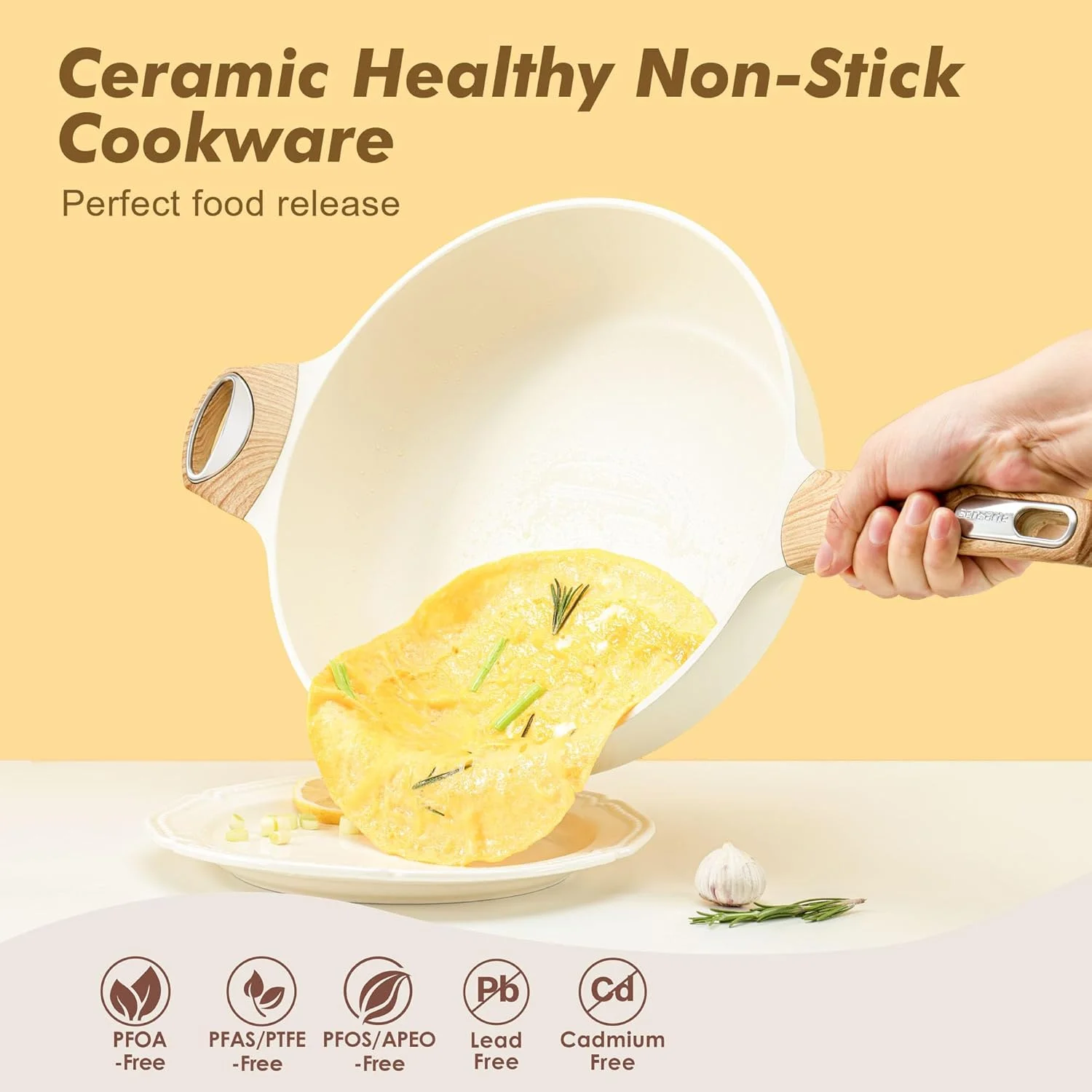 تابه سرخ کن نچسب عمیق SENSARTE، تابه بزرگ 10.5 اینچی، ظروف القایی، تابه نچسب 4 کوارته با درب، تابه پخت و پز غیر سمی با دسته کمکی تابه سرخ کن نچسب عمیق SENSARTE، تابه بزرگ 10.5 اینچی، ظروف القایی، تابه نچسب 4 کوارته با درب، تابه پخت و پز غیر سمی با دسته کمکی