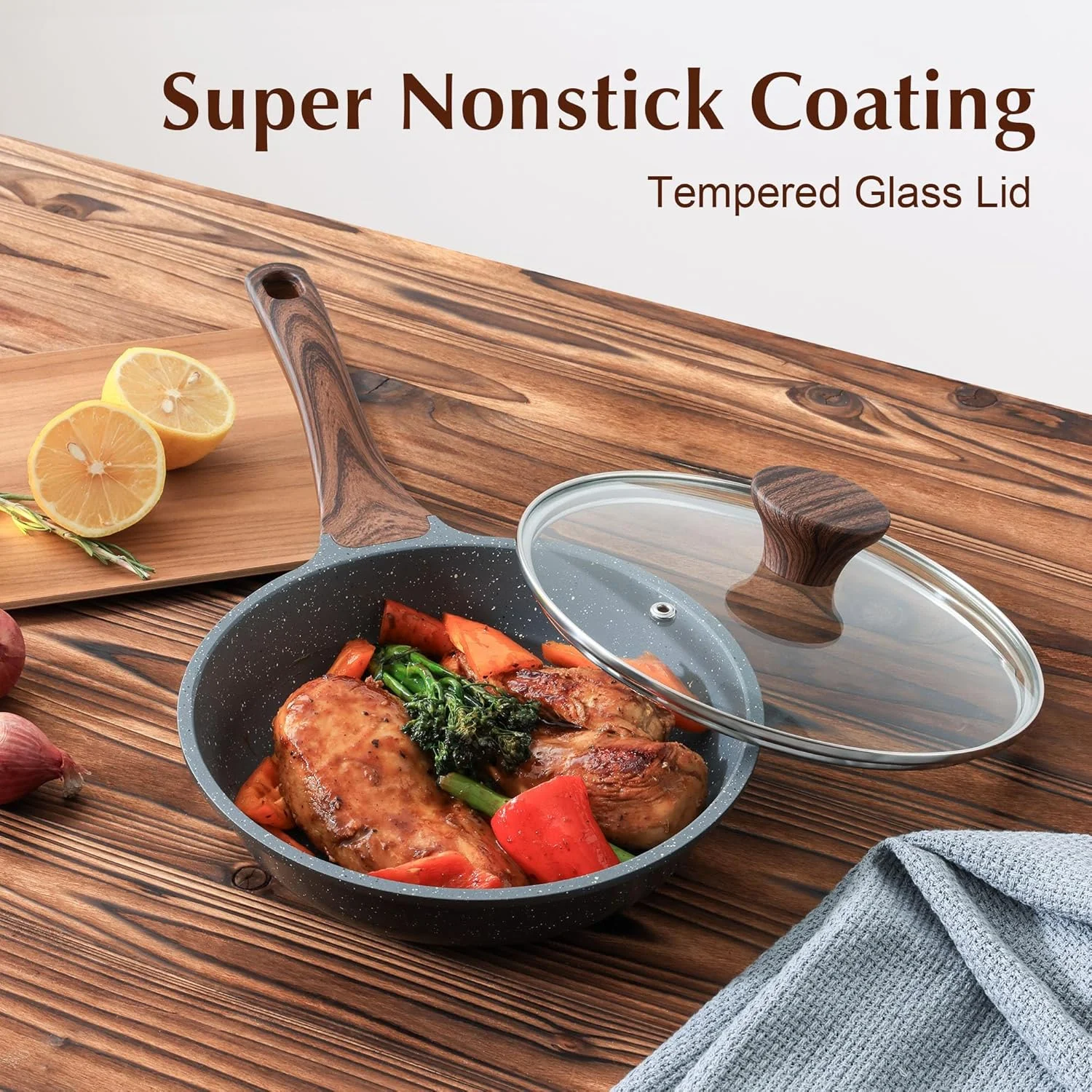 تابه نچسب SENSARTE با درب، تابه املت با روکش گرانیتی سوئیسی، تابه سرآشپز سالم با درب، بدون PFOA (قطر بالایی 20 سانتی متر + درب شیشه ای) تابه نچسب SENSARTE با درب، تابه املت با روکش گرانیتی سوئیسی، تابه سرآشپز سالم با درب، بدون PFOA (قطر بالایی 20 سانتی متر + درب شیشه ای)