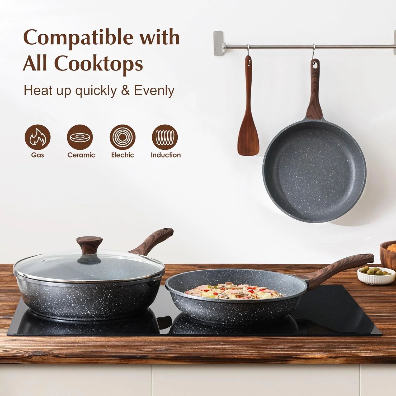 تابه نچسب SENSARTE، تابه املت با روکش گرانیتی سوئیسی، تابه آشپزی سنگی سالم، بدون PFOA، سایز 24 سانتی متر تابه نچسب SENSARTE، تابه املت با روکش گرانیتی سوئیسی، تابه آشپزی سنگی سالم، بدون PFOA، سایز 24 سانتی متر