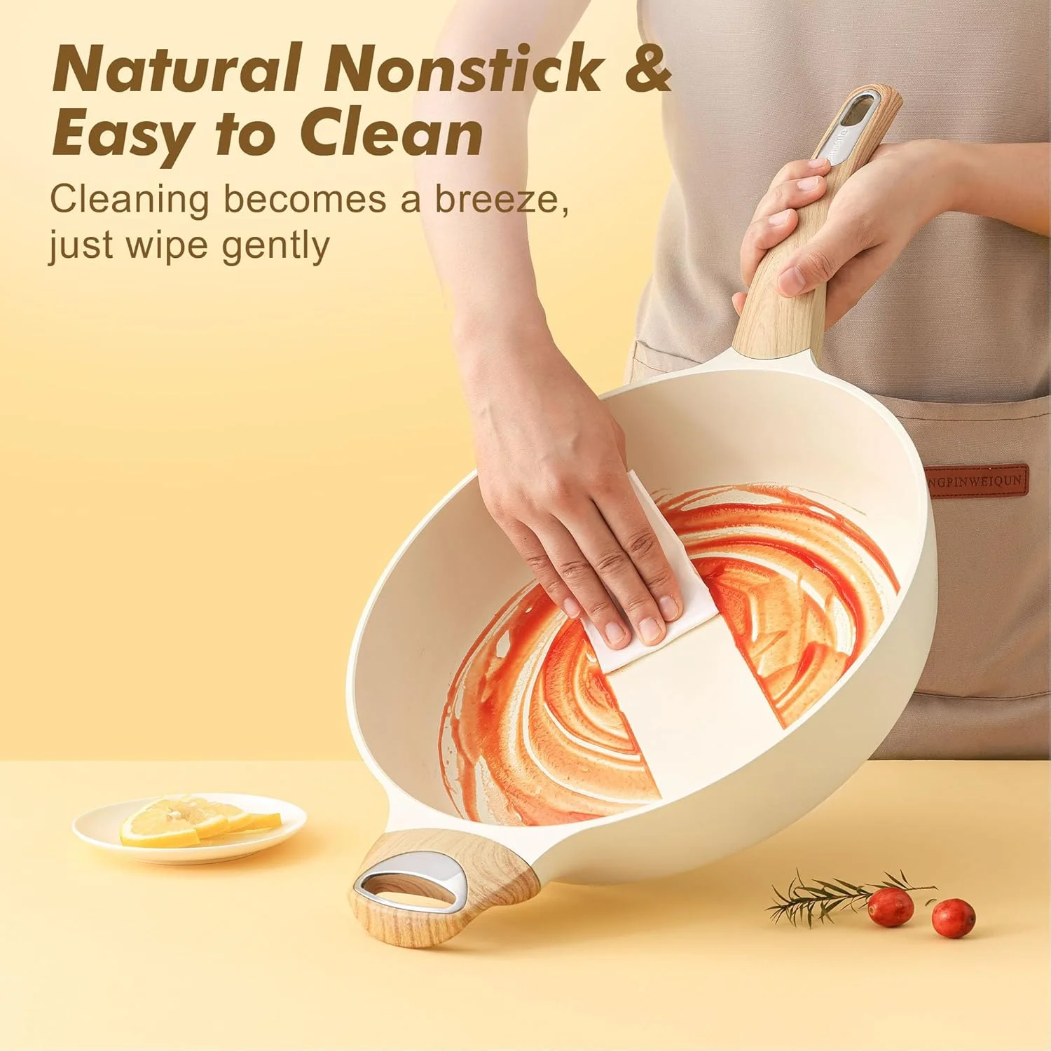 تابه سرخ کن نچسب عمیق SENSARTE، تابه بزرگ 10.5 اینچی، ظروف القایی، تابه نچسب 4 کوارته با درب، تابه پخت و پز غیر سمی با دسته کمکی تابه سرخ کن نچسب عمیق SENSARTE، تابه بزرگ 10.5 اینچی، ظروف القایی، تابه نچسب 4 کوارته با درب، تابه پخت و پز غیر سمی با دسته کمکی