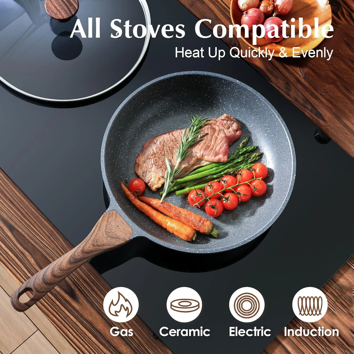 تابه نچسب SENSARTE با درب، تابه املت با روکش گرانیتی سوئیسی، تابه سرآشپز سالم با درب، بدون PFOA (قطر بالایی 20 سانتی متر + درب شیشه ای) تابه نچسب SENSARTE با درب، تابه املت با روکش گرانیتی سوئیسی، تابه سرآشپز سالم با درب، بدون PFOA (قطر بالایی 20 سانتی متر + درب شیشه ای)