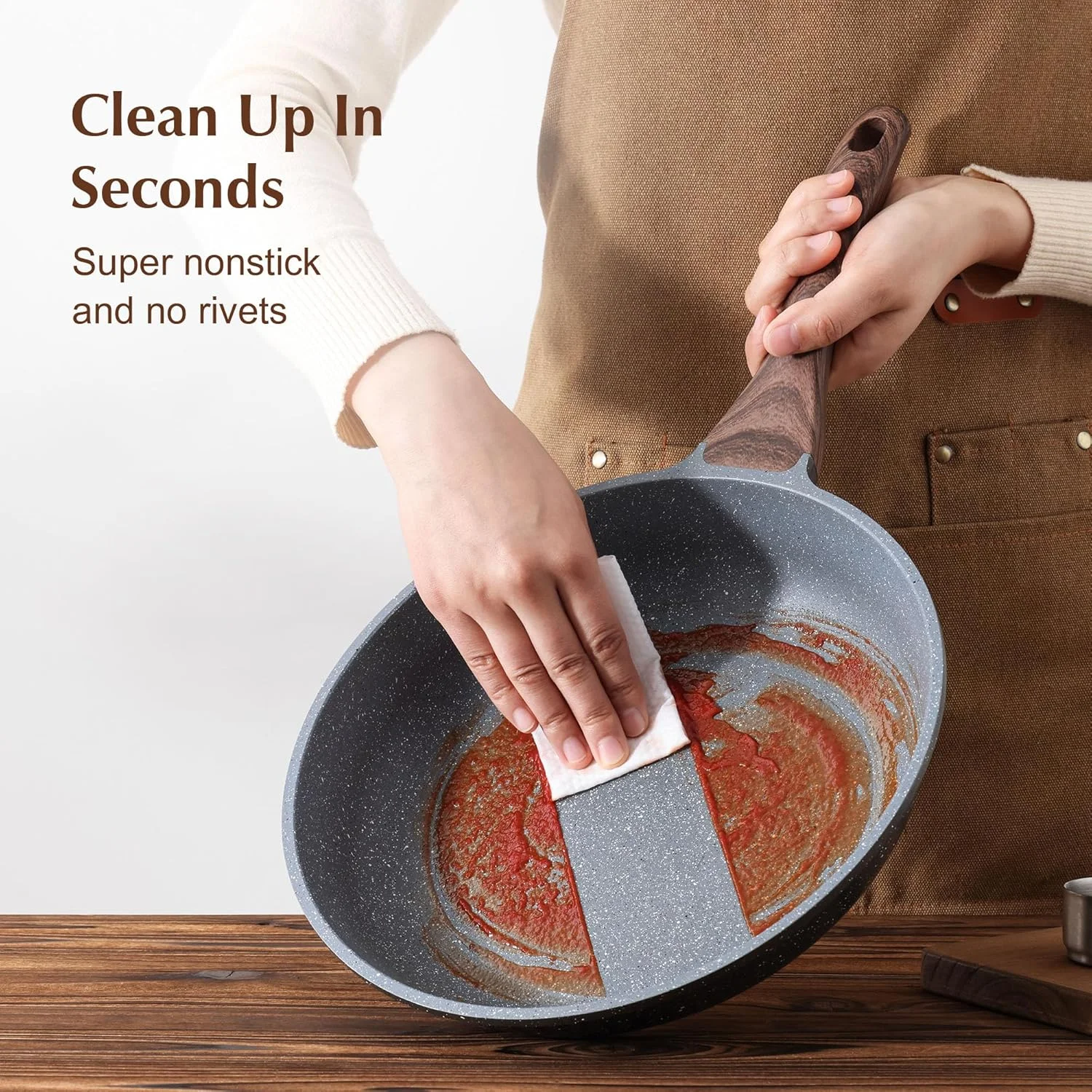 تابه نچسب SENSARTE، تابه املت با روکش گرانیتی سوئیسی، تابه آشپزی سنگی سالم، بدون PFOA، سایز 24 سانتی متر تابه نچسب SENSARTE، تابه املت با روکش گرانیتی سوئیسی، تابه آشپزی سنگی سالم، بدون PFOA، سایز 24 سانتی متر