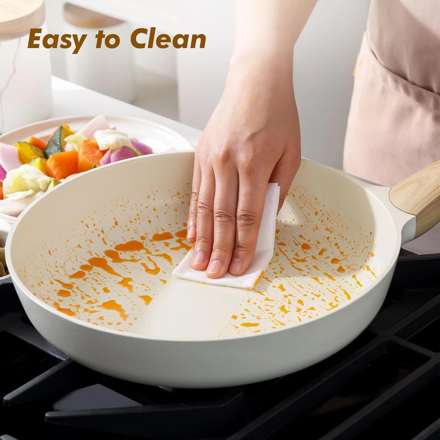 تابه سرامیکی نچسب SENSARTE، تابه کوچک 8/9.5/11/12.5 اینچی، تابه املت نچسب، تابه آشپزی غیر سمی برای آشپزخانه، فاقد PFOA/PFAS/PTFE، سازگار با اجاق القایی، سفید تابه سرامیکی نچسب SENSARTE، تابه کوچک 8/9.5/11/12.5 اینچی، تابه املت نچسب، تابه آشپزی غیر سمی برای آشپزخانه، فاقد PFOA/PFAS/PTFE، سازگار با اجاق القایی، سفید