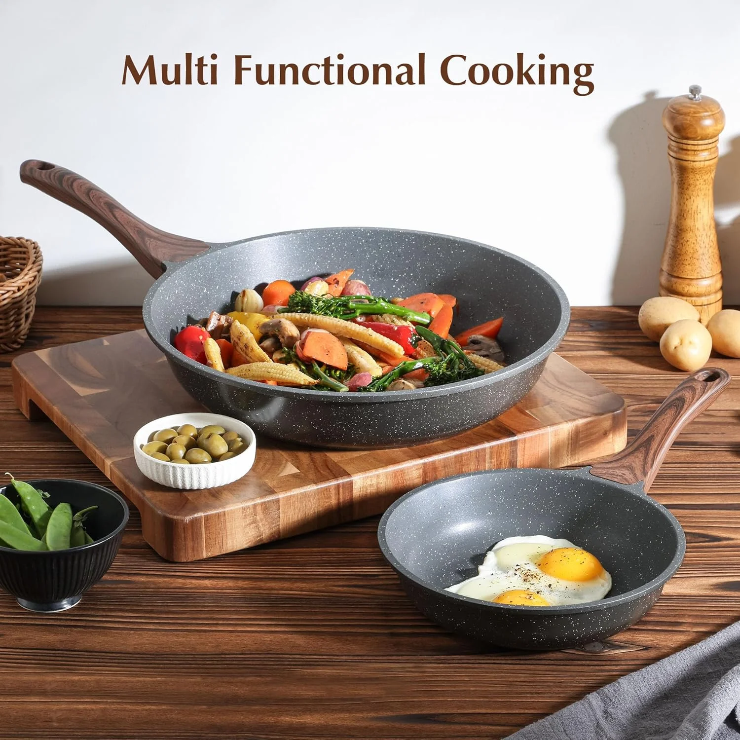 تابه نچسب SENSARTE، تابه املت با روکش گرانیتی سوئیسی، تابه آشپزی سنگی سالم، بدون PFOA، سایز 24 سانتی متر تابه نچسب SENSARTE، تابه املت با روکش گرانیتی سوئیسی، تابه آشپزی سنگی سالم، بدون PFOA، سایز 24 سانتی متر