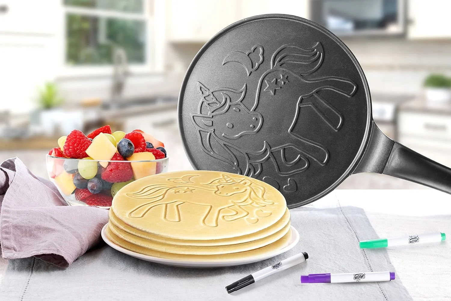 تابه بزرگ پنکیک تک شاخ 10 اینچی - پنکیک ها را با مجموعه 6 تایی ماژیک خوراکی تزئین کنید - تابه نچسب - هنر و کاردستی سرگرم کننده و صبحانه جادویی باحال برای کودکان و خانواده - هدیه ای عالی تابه بزرگ پنکیک تک شاخ 10 اینچی - پنکیک ها را با مجموعه 6 تایی ماژیک خوراکی تزئین کنید - تابه نچسب - هنر و کاردستی سرگرم کننده و صبحانه جادویی باحال برای کودکان و خانواده - هدیه ای عالی