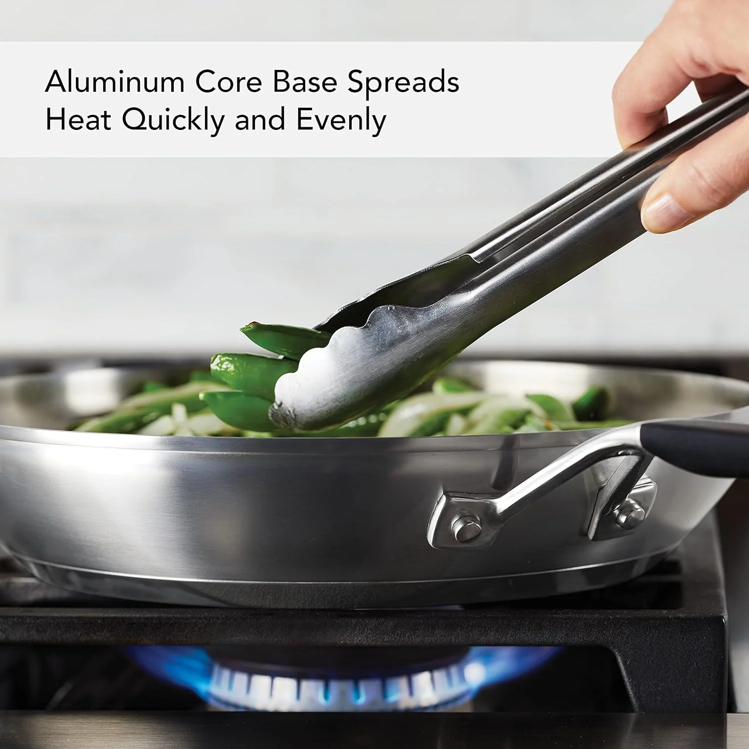 KitchenAid Stainless Steel Frying Pan/Skillet, 12 Inch, Brushed Stainless Steel