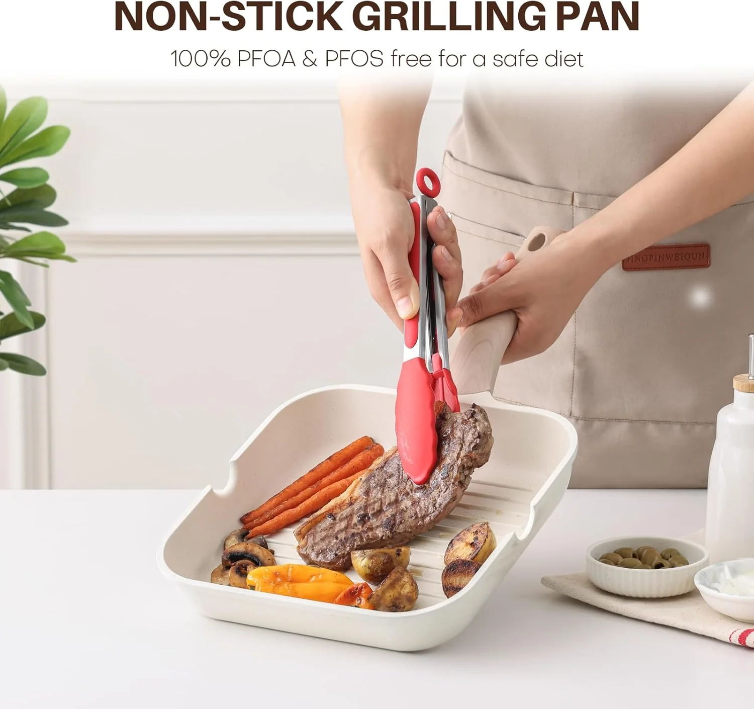 Kordisen Nonstick Grilling Pan with Lid for Stove Tops, 24cm Induction Square Grill Pan for Indoor Cooking, Granite Coating Steak Skillet with Pour Spouts, Versatile Griddle, White Kordisen Nonstick Grilling Pan with Lid for Stove Tops, 24cm Induction Square Grill Pan for Indoor Cooking, Granite Coating Steak Skillet with Pour Spouts, Versatile Griddle, White