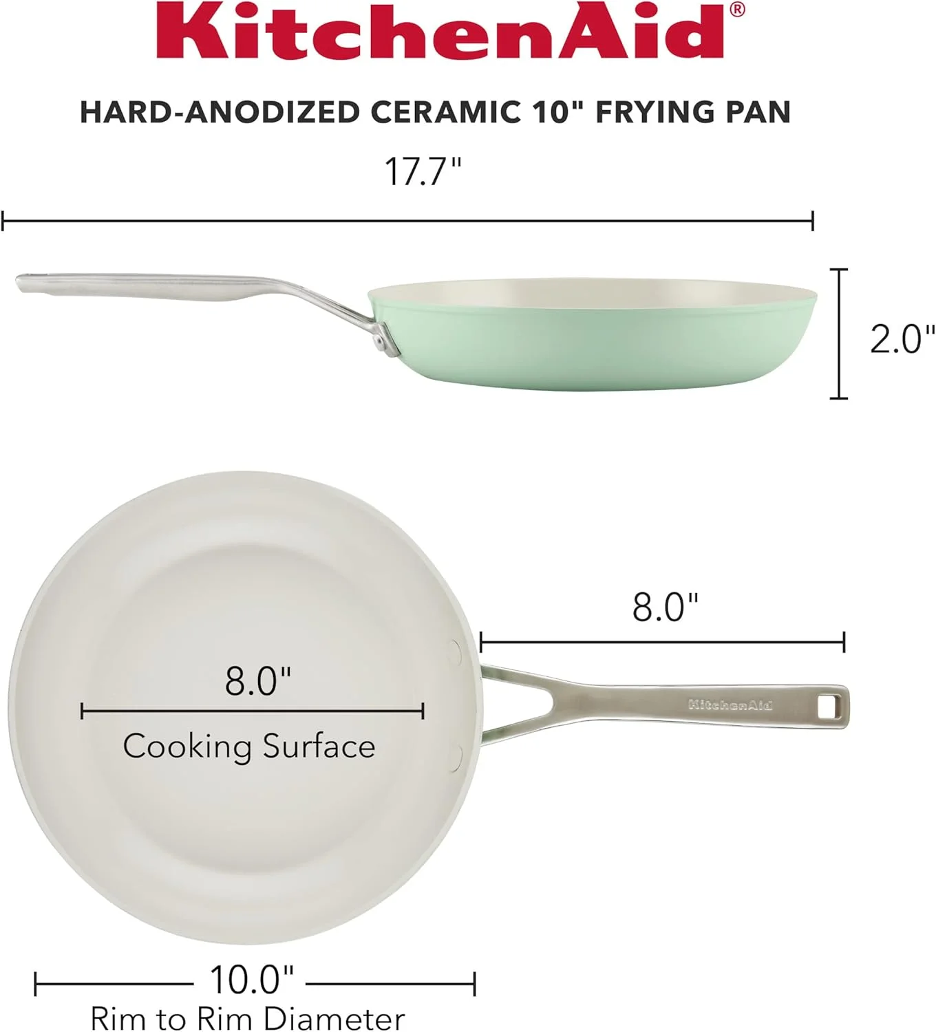 KitchenAid Hard Anodized Ceramic Nonstick Frying Pan/Skillet, 10 Inch, Pistachio