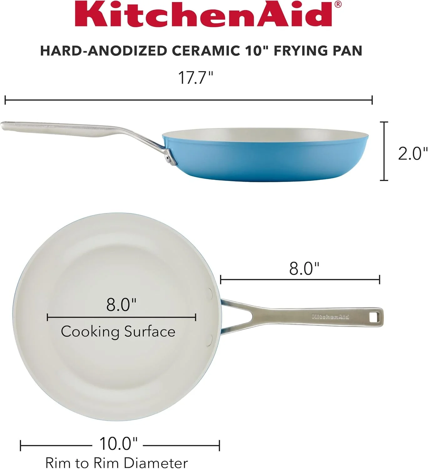 تابه سرامیکی نچسب هارد آنادایز شده کیچن اید، سایز 25 سانتیمتر، آبی مخملی