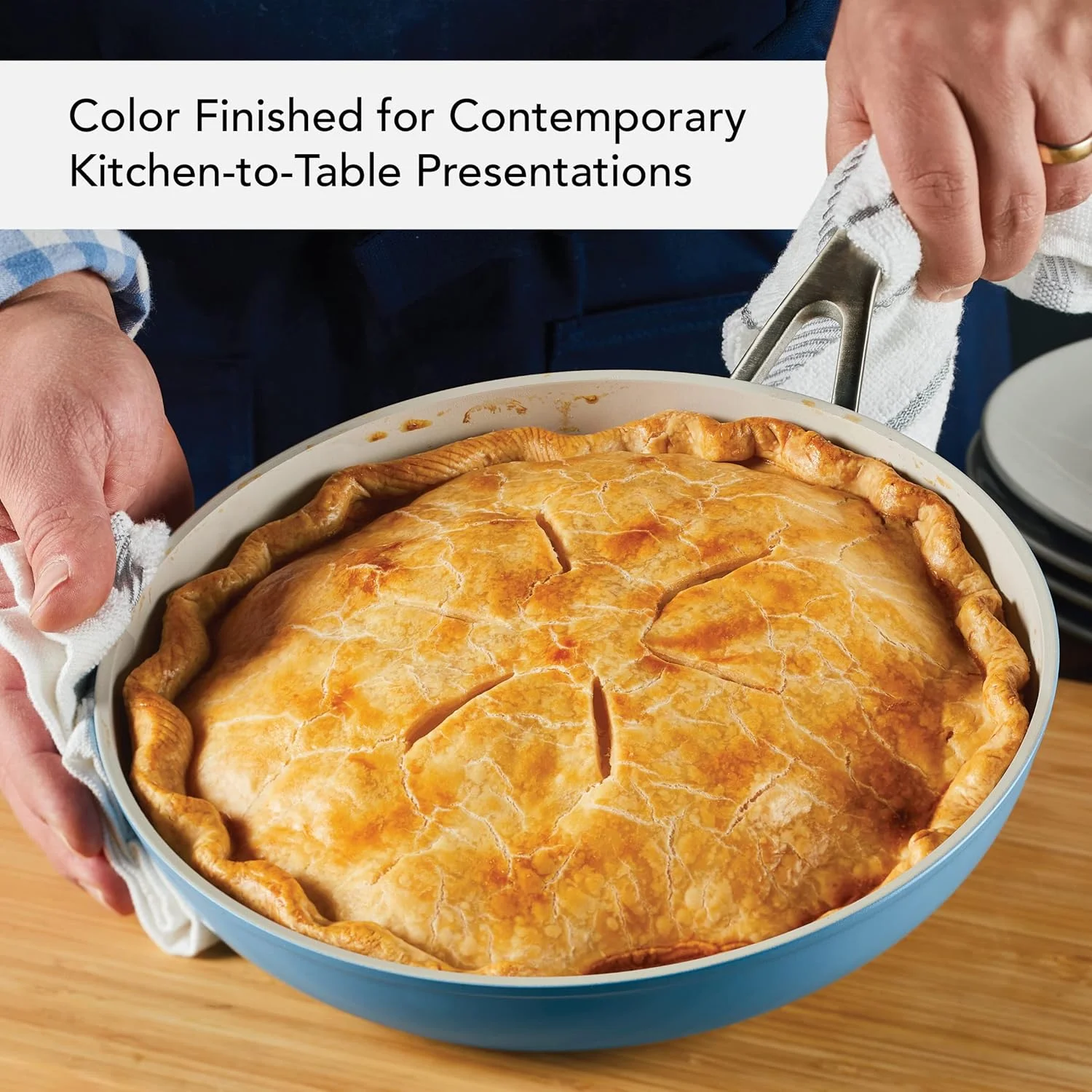 تابه سرامیکی نچسب هارد آنادایز شده کیچن اید، سایز 25 سانتیمتر، آبی مخملی