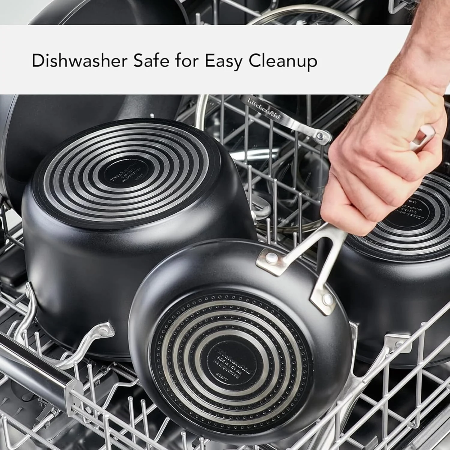 ست تابه نچسب القایی آنودایز سخت KitchenAid، 3 تکه - مشکی مات ست تابه نچسب القایی آنودایز سخت KitchenAid، 3 تکه - مشکی مات