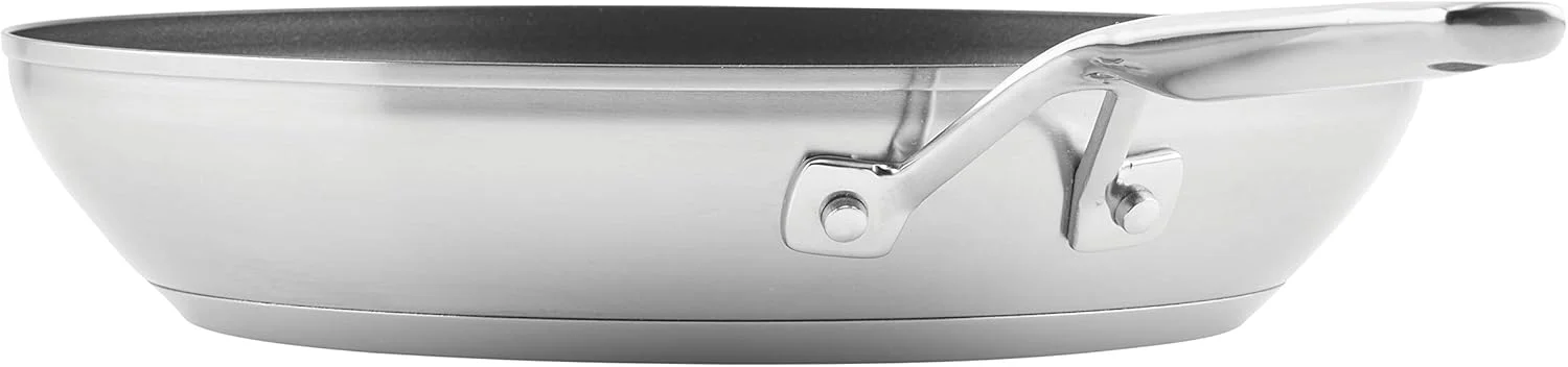 تابه استیل نچسب KitchenAid با پایه سه لایه، 12 اینچ تابه استیل نچسب KitchenAid با پایه سه لایه، 12 اینچ