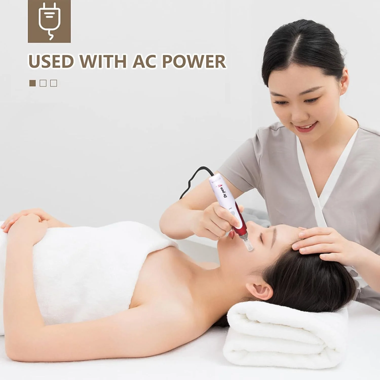 دستگاه میکرونیدلینگ حرفه ای سیم دار درماپن، لایه بردار، کوچک کننده منافذ، مزوتراپی، سیستم درما تراپی اتوماتیک