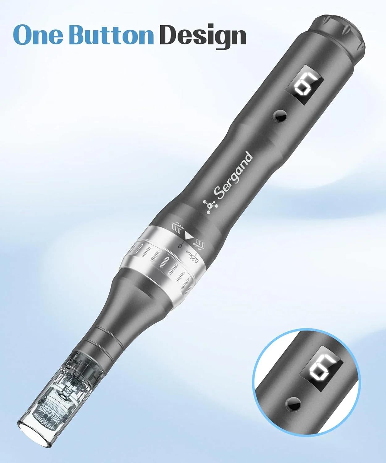 قلم میکرونیدلینگ بی سیم حرفه ای Sergand به همراه 20 کارتریج جایگزین - دستگاه میکرونیدلینگ حرفه ای قابل تنظیم، 9 عدد 16 پین + 9 عدد 36 پین + 2 عدد نانو. مشکی