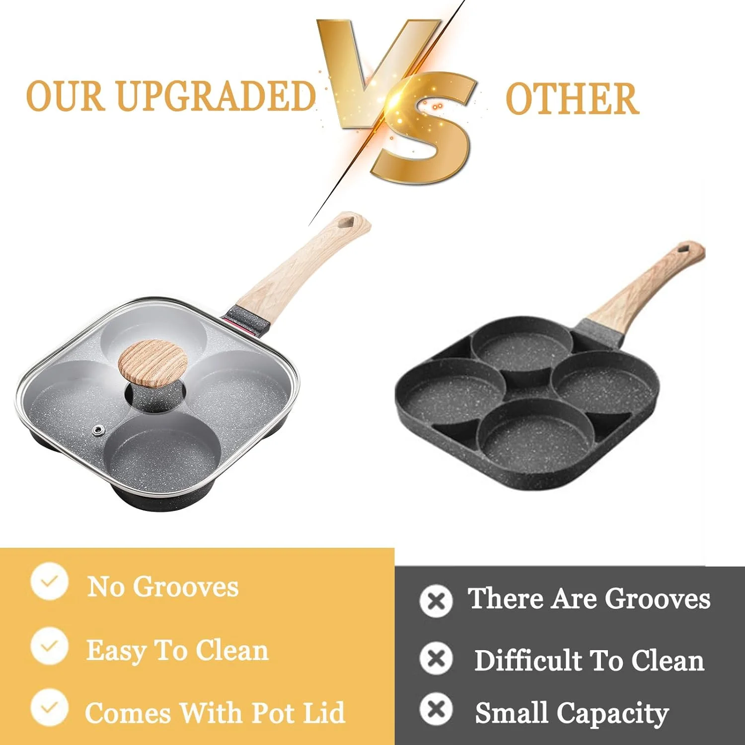 تابه تخم مرغ نچسب JUSTUP، تابه گریل تقسیم شده 3 در 1، تابه املت با دسته مقاوم در برابر حرارت، تابه املت برای صبحانه، تخم مرغ، بیکن و همبرگر (11.4 اینچ)