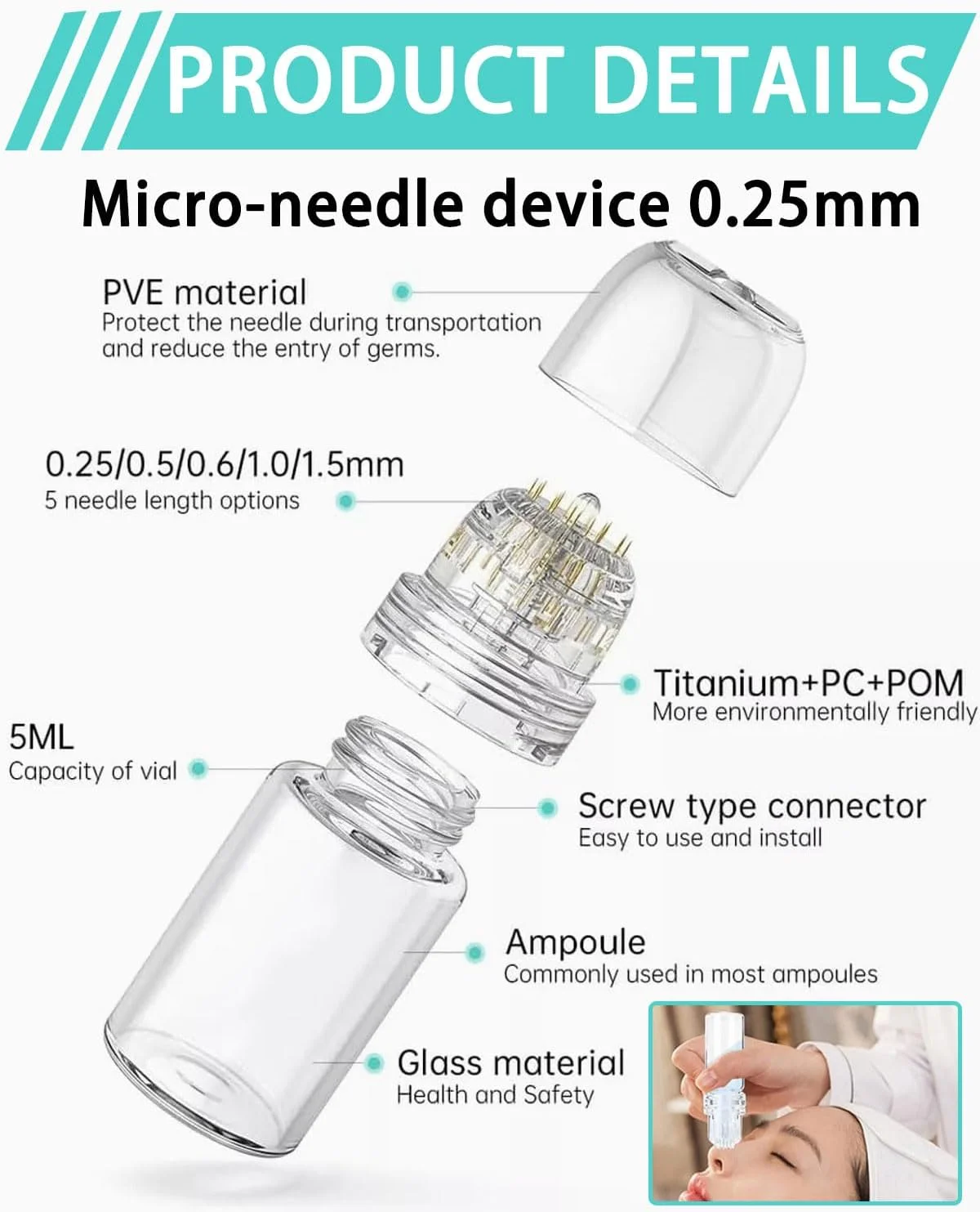 غلتک میکرونیدلینگ SCJJZ با اپلیکاتور سرم، 20 سوزن میکرو، بطری اپلیکاتور مراقبت از پوست ضد پیری، قابل استفاده مجدد 0.25 میلی متر غلتک میکرونیدلینگ SCJJZ با اپلیکاتور سرم، 20 سوزن میکرو، بطری اپلیکاتور مراقبت از پوست ضد پیری، قابل استفاده مجدد 0.25 میلی متر