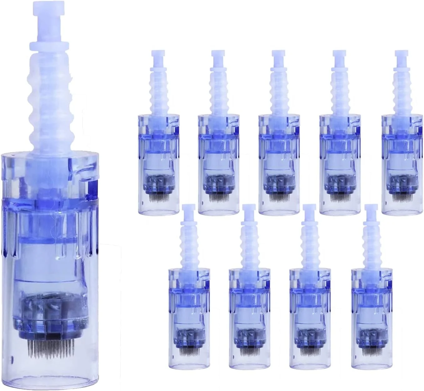 سوزن های قلم درما Poysuper برای دستگاه میکرونیدلینگ، 36 پین، بسته 10 عددی سوزن جایگزین (آبی) J170 (36 پین)