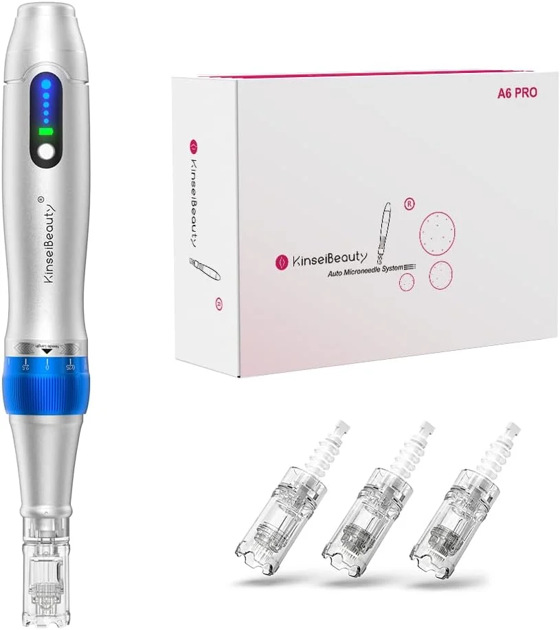 قلم میکرونیدلینگ حرفه ای با 5 سرعت، دستگاه میکرونیدلینگ بی سیم قابل تنظیم Ultima A6 Pro به همراه 2 عدد کارتریج جایگزین 12 پین، 2 عدد 24 پین، 2 عدد 36 پین