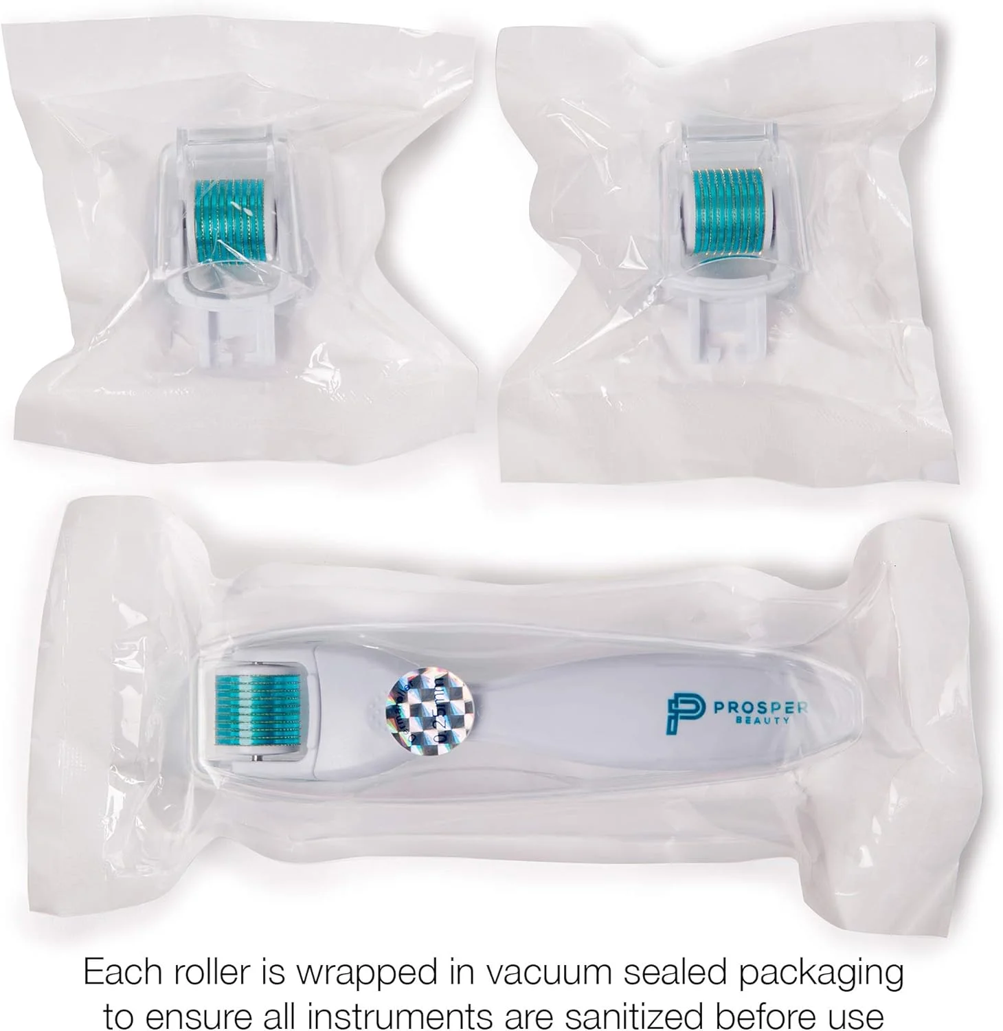 Prosper Beauty Derma Roller Microneedle 6 Piece Kit [DERMAROLL by ] Face Roller with 4 Replaceable Heads Exfoliation Microdermabrasion Micro Derma Skin Care Tool Dermaplaning Dermapen Microneedling