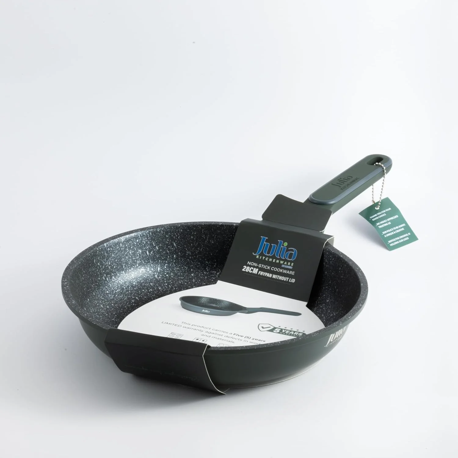 تابه جولیا الیت-پرو بدون درب 28 سانتی متری گرانیتی سبز نچسب، تابه پخت و پز فورج شده با دسته نرم، تابه بادوام و سبک برای استفاده روزانه روی همه اجاق گازها