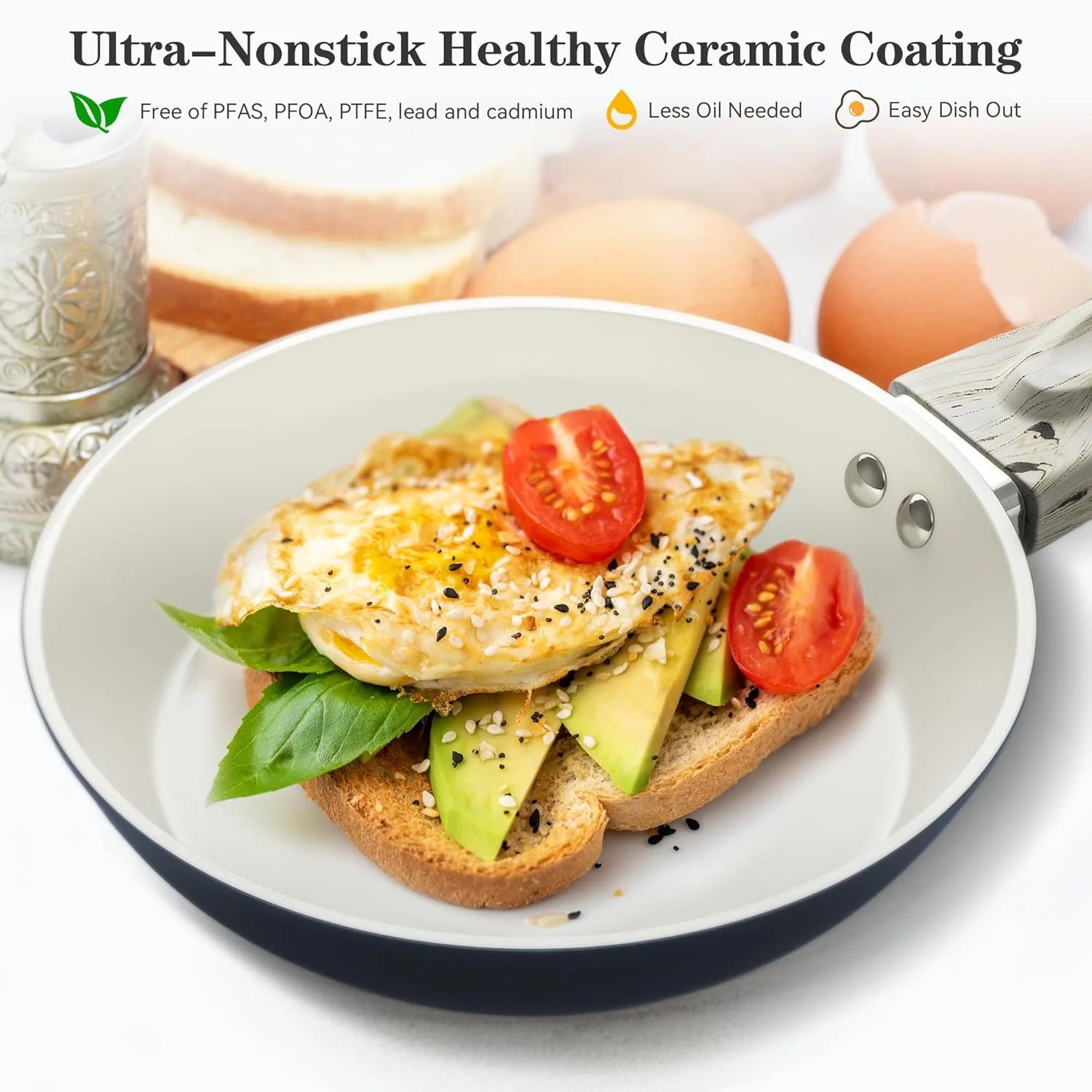 ست ماهیتابه نچسب Joware، ست ماهیتابه سرامیکی 8، 9.5 و 11 اینچی، تابه سرامیکی با دسته خنک، تابه های غیر سمی برای پخت و پز و قابل شستشو در ماشین ظرفشویی، آبی و سفید، بدون PFAS، PTFE و PFOA ست ماهیتابه نچسب Joware، ست ماهیتابه سرامیکی 8، 9.5 و 11 اینچی، تابه سرامیکی با دسته خنک، تابه های غیر سمی برای پخت و پز و قابل شستشو در ماشین ظرفشویی، آبی و سفید، بدون PFAS، PTFE و PFOA