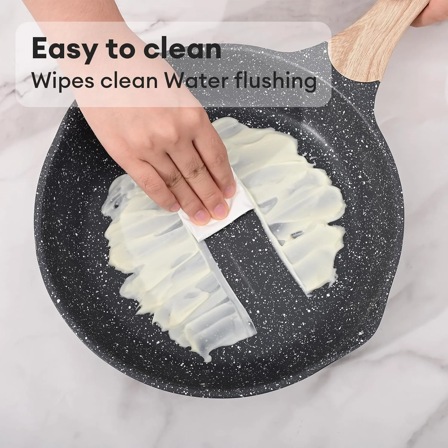 ست ماهیتابه نچسب JEETEE، ست تابه املت نچسب 3 تکه، 8 اینچ، 9.5 اینچ، 11 اینچ، ماهیتابه نچسب گرانیتی با دسته باکالیت، سازگار با همه اجاق گازها (گازی، برقی و القایی)، خاکستری