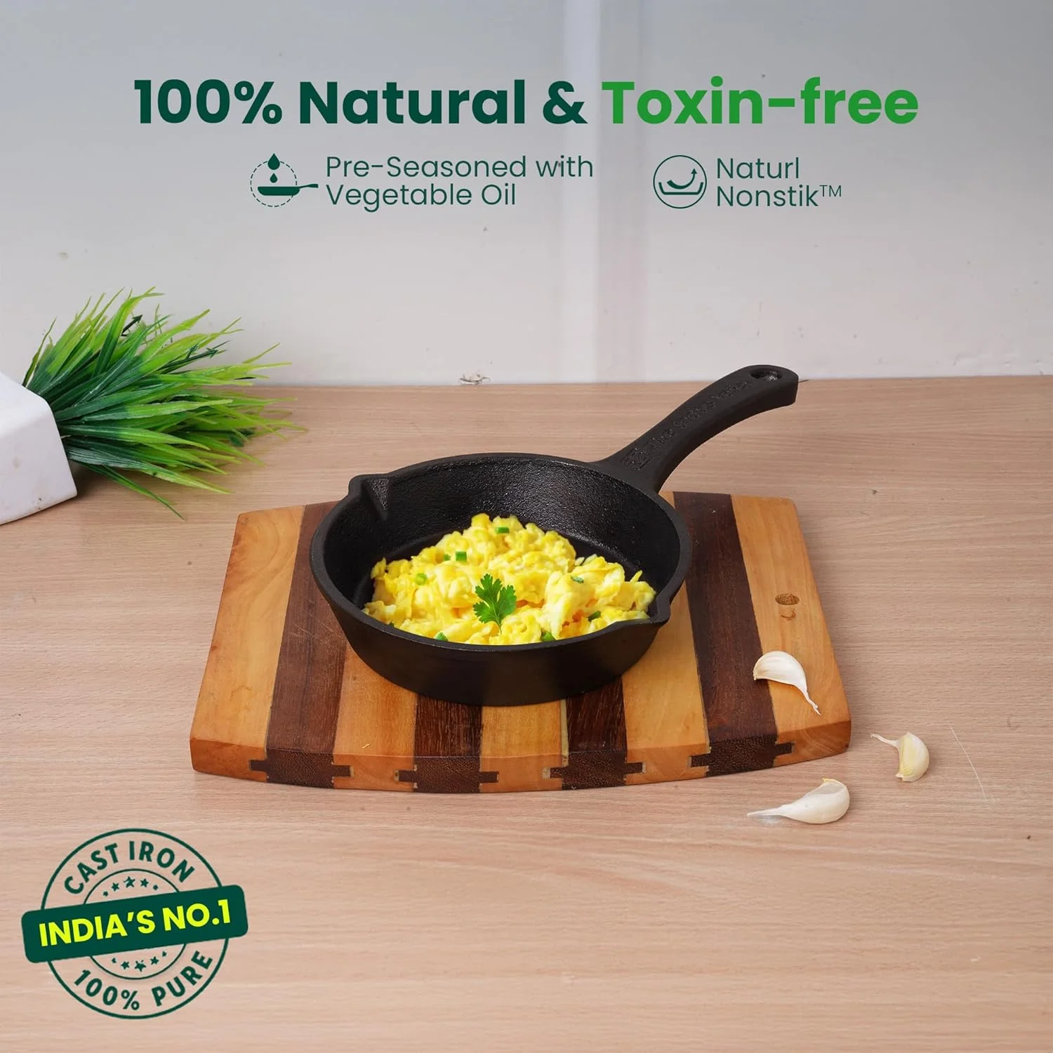 The Indus Valley Preseasoned Cast Iron Fry Pan/Skillet with Long Handle | Very Small 15.9cm/6.2inch, 0.42Ltr, 1.09kg | Induction Friendly | Nonstick Fry Pan,100% Pure & Toxin Free, No Chemical Coating The Indus Valley Preseasoned Cast Iron Fry Pan/Skillet with Long Handle | Very Small 15.9cm/6.2inch, 0.42Ltr, 1.09kg | Induction Friendly | Nonstick Fry Pan,100% Pure & Toxin Free, No Chemical Coating