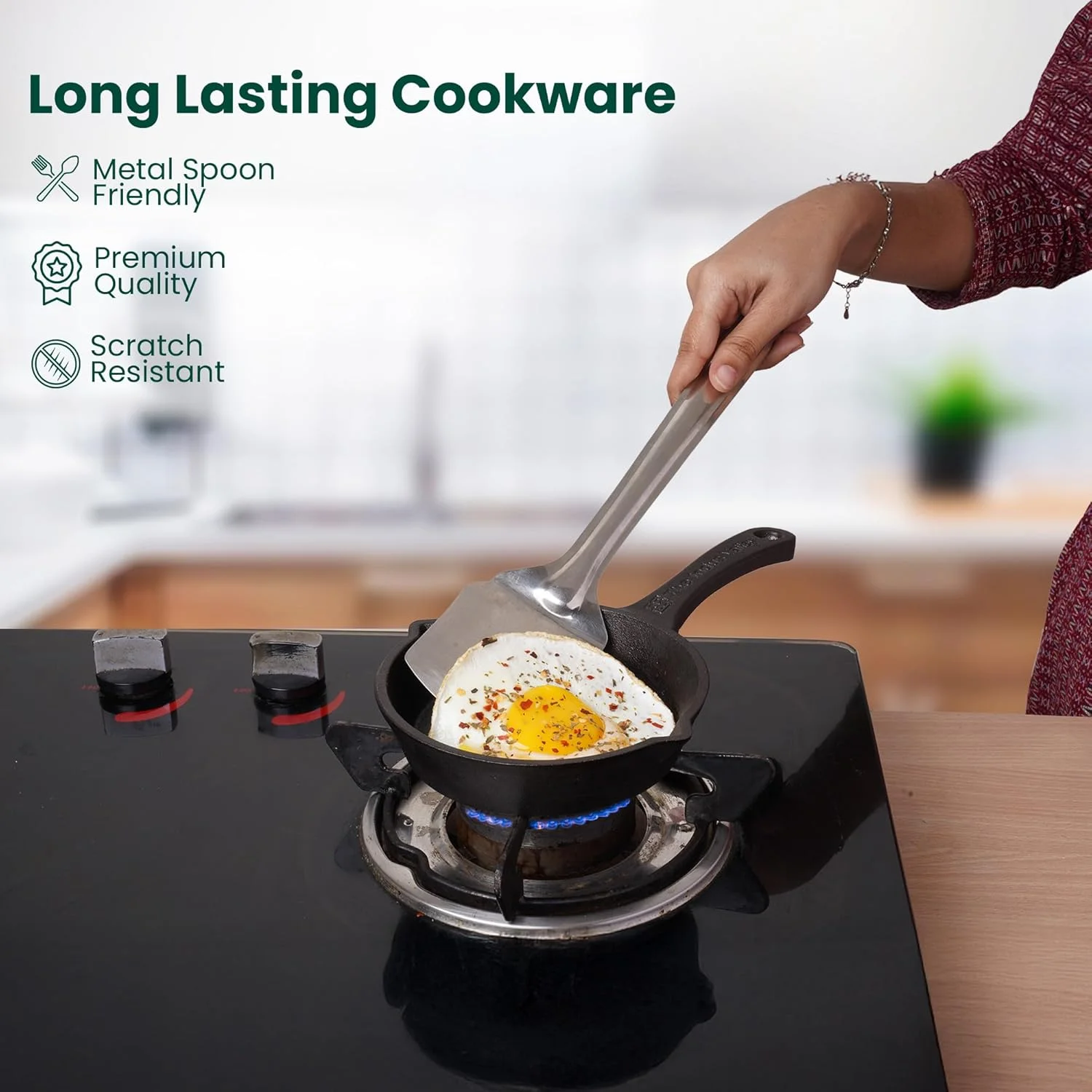 The Indus Valley Preseasoned Cast Iron Fry Pan/Skillet with Long Handle | Very Small 15.9cm/6.2inch, 0.42Ltr, 1.09kg | Induction Friendly | Nonstick Fry Pan,100% Pure & Toxin Free, No Chemical Coating The Indus Valley Preseasoned Cast Iron Fry Pan/Skillet with Long Handle | Very Small 15.9cm/6.2inch, 0.42Ltr, 1.09kg | Induction Friendly | Nonstick Fry Pan,100% Pure & Toxin Free, No Chemical Coating