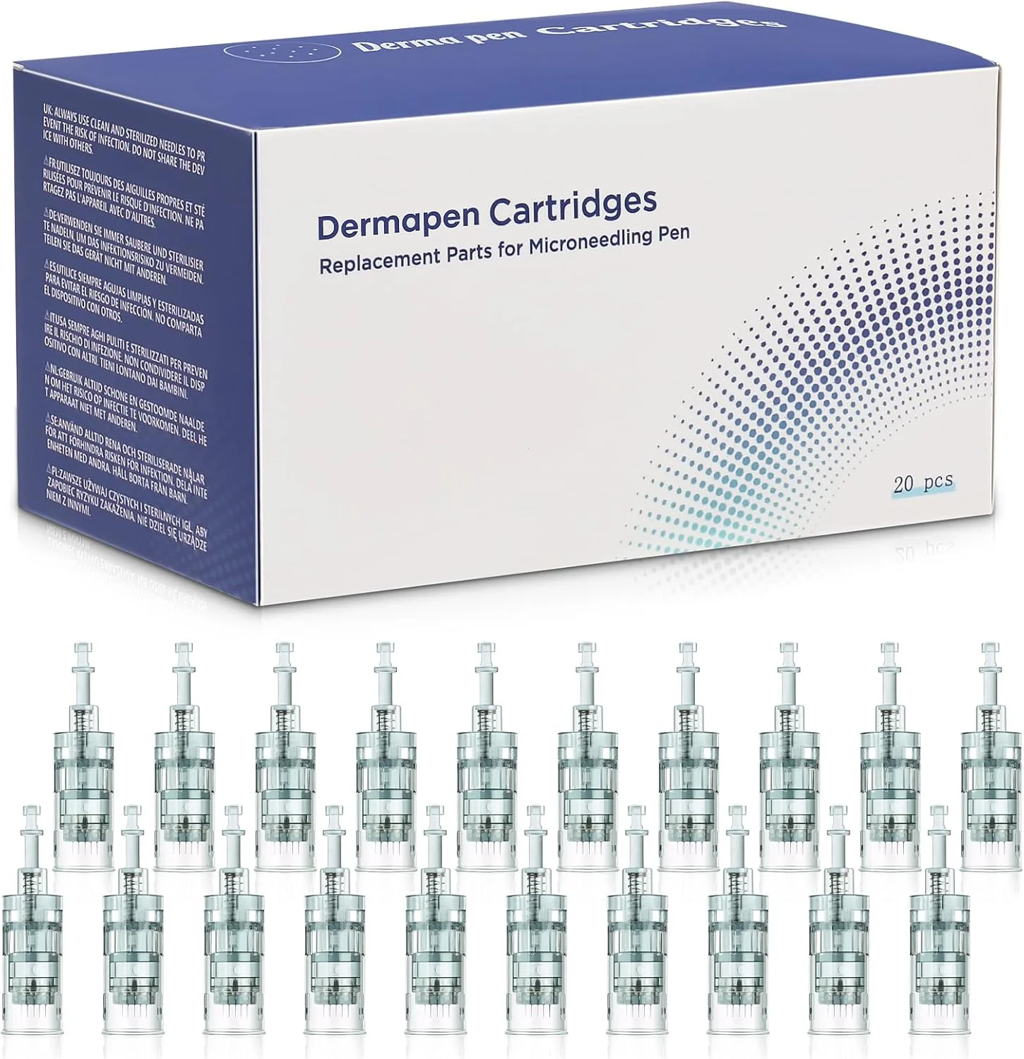 بسته 20 عددی سوزن های جایگزین میکرونیدلینگ، سوزن های 16 پین برای درماپن Ultima M8 / A6S/M7S، کارتریج های سوزنی قلم درما، کارتریج های جایگزین برای مراقبت از پوست