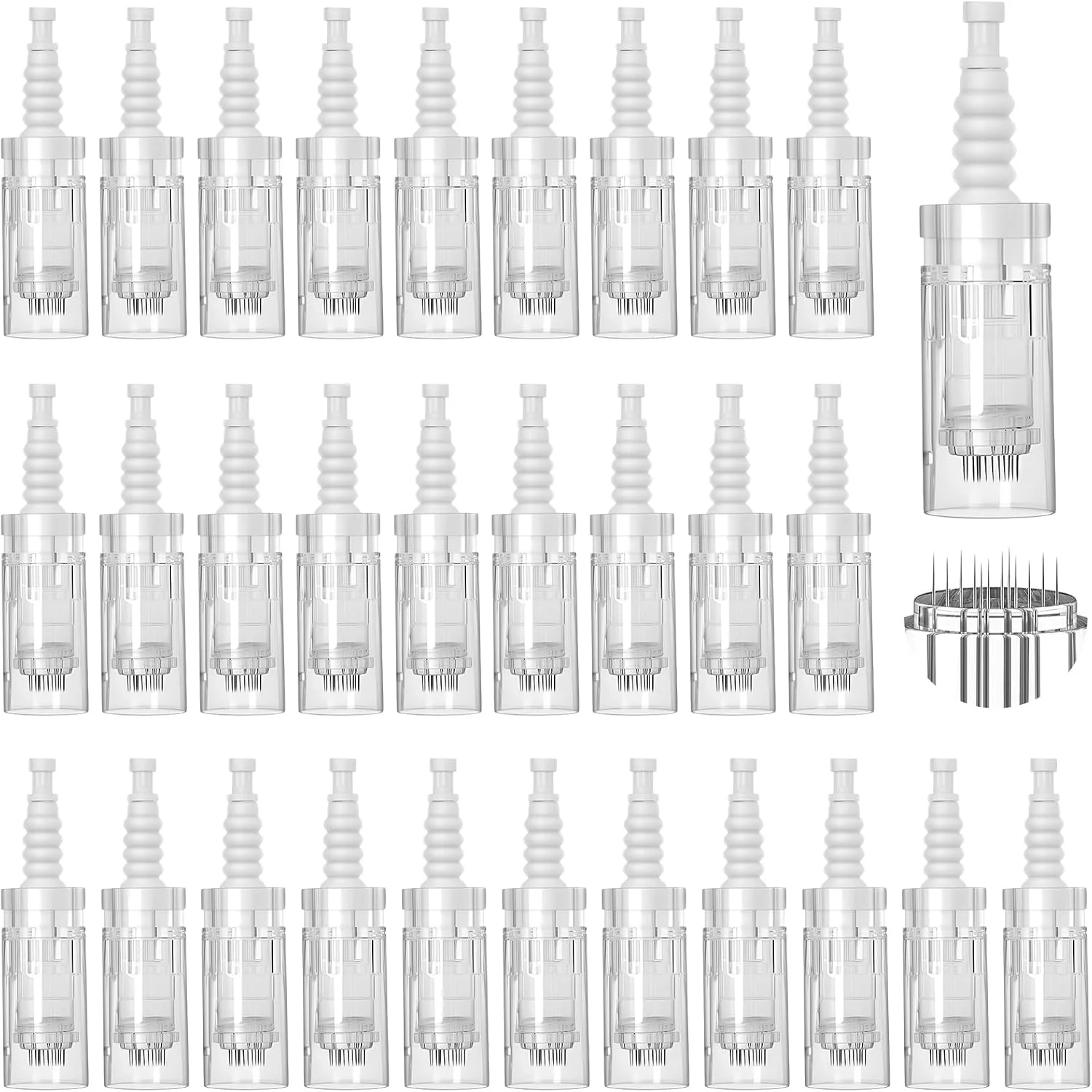 بسته 30 عددی سوزن های میکرونیدلینگ 12 پین، سوزن های جایگزین قلم میکرونیدلینگ، سری های جایگزین درماپن، دستگاه میکرونیدلینگ برای ترمیم پوست