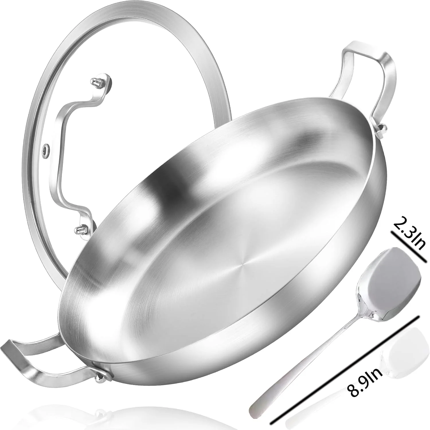 تابه پائلا استیل سه لایه اینکیبی 12 اینچی به همراه درب، تابه سرخ کردنی، تابه املت، تابه بزرگ، تابه القایی، سنگین، قابل شستشو در ماشین ظرفشویی و ایمن برای فر. تابه پائلا استیل سه لایه اینکیبی 12 اینچی به همراه درب، تابه سرخ کردنی، تابه املت، تابه بزرگ، تابه القایی، سنگین، قابل شستشو در ماشین ظرفشویی و ایمن برای فر.