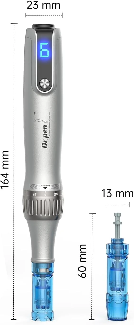 OUNA Electric Derma Pen Skin Care Tool Mesotherapy Auto Micro Derma Therapy With Cartridges 18pins *2 + 24pins *2 + 36pins *2 + 42pins *2 + Nano-R *2
