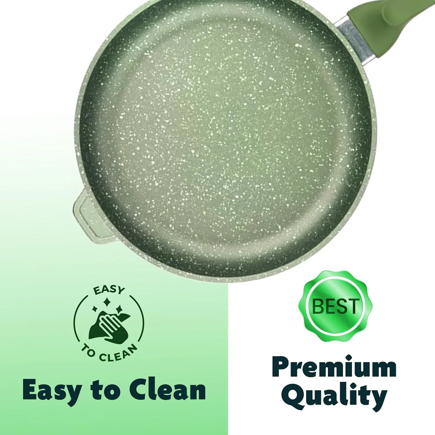 تابه القایی های-تک برایت استون با درب شیشه ای | تابه نچسب 24 سانتی متری با پوشش سه لایه گرین استون | تابه آلومینیومی ضخیم ایتالیایی | مقاوم در برابر خراش و بدون نیکل | سبز تابه القایی های-تک برایت استون با درب شیشه ای | تابه نچسب 24 سانتی متری با پوشش سه لایه گرین استون | تابه آلومینیومی ضخیم ایتالیایی | مقاوم در برابر خراش و بدون نیکل | سبز