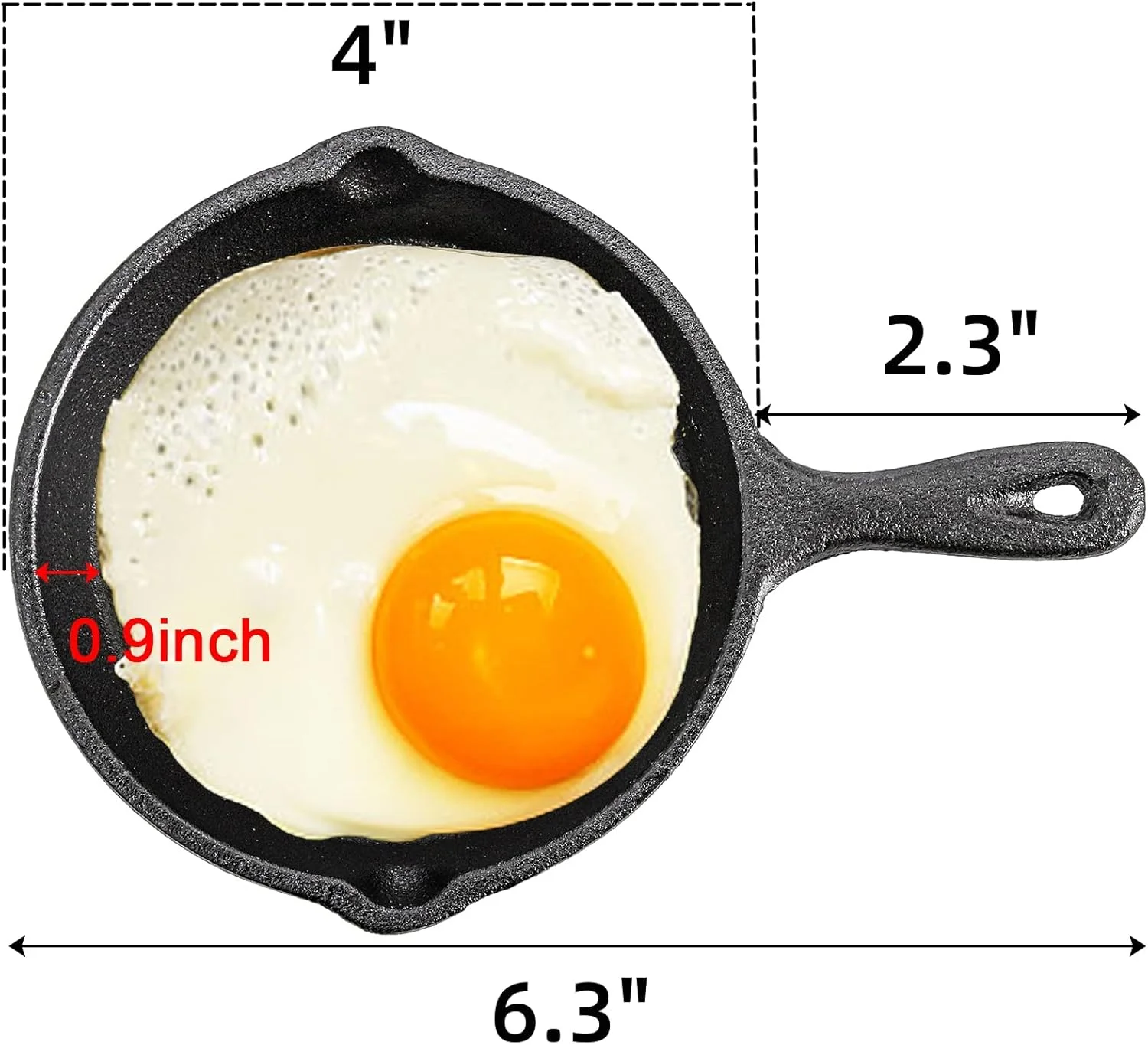 تابه کوچک چدنی هایسیدن، بسته 4 عددی، تابه های سرخ کردنی کوچک 4 اینچی با دو دهانه چکه گیر، ایمن برای اجاق گاز، فر، گریل، استفاده در داخل و خارج از منزل، نچسب