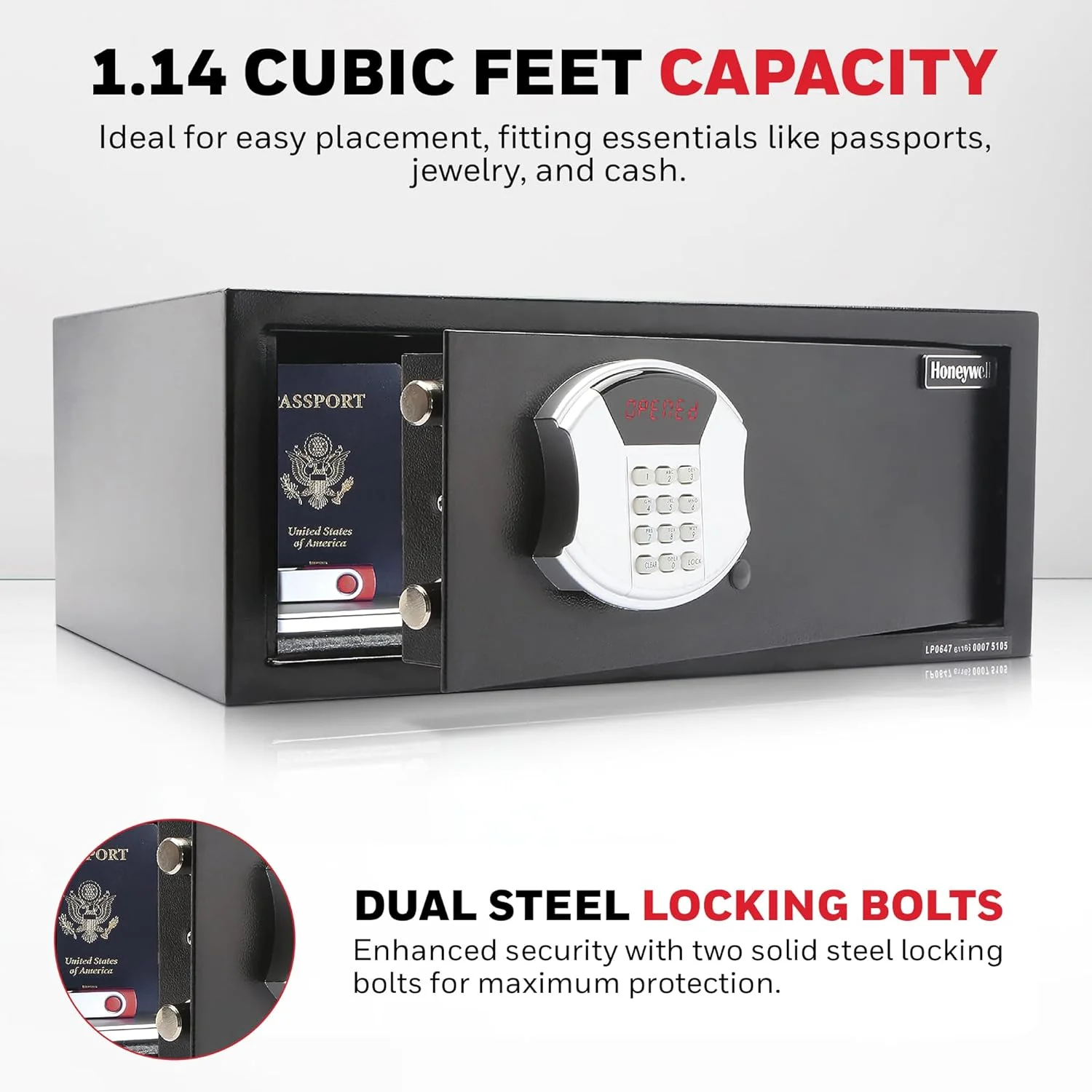 گاوصندوق امنیتی فولادی هانیول با قفل دیجیتال، کم ارتفاع متوسط، 1.14 فوت مکعب گاوصندوق امنیتی فولادی هانیول با قفل دیجیتال، کم ارتفاع متوسط، 1.14 فوت مکعب