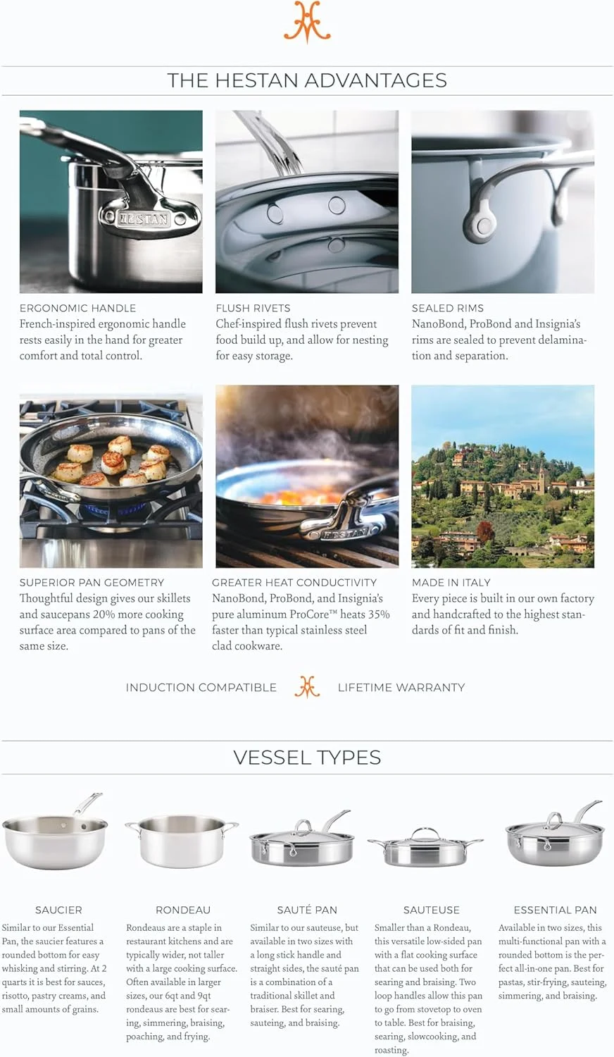 هستان - مجموعه نانوباند - تابه استیل ضد زنگ تیتانیومی 8.5 اینچی - پخت و پز تمیز بدون مواد سمی، PFAS و مواد شیمیایی، سازگار با اجاق گاز القایی