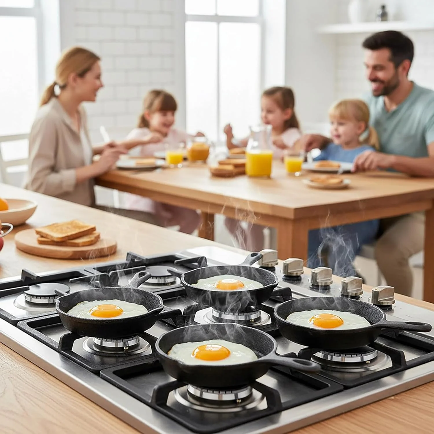 تابه کوچک چدنی هایسیدن، بسته 4 عددی، تابه های سرخ کردنی کوچک 4 اینچی با دو دهانه چکه گیر، ایمن برای اجاق گاز، فر، گریل، استفاده در داخل و خارج از منزل، نچسب