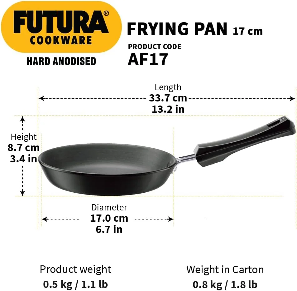 تابه سرخ کن هاوکینز فوتورا 18 سانتی متر، تابه سرخ کن آنودایز سخت، تابه سرخ کن کوچک، مشکی (AF18)