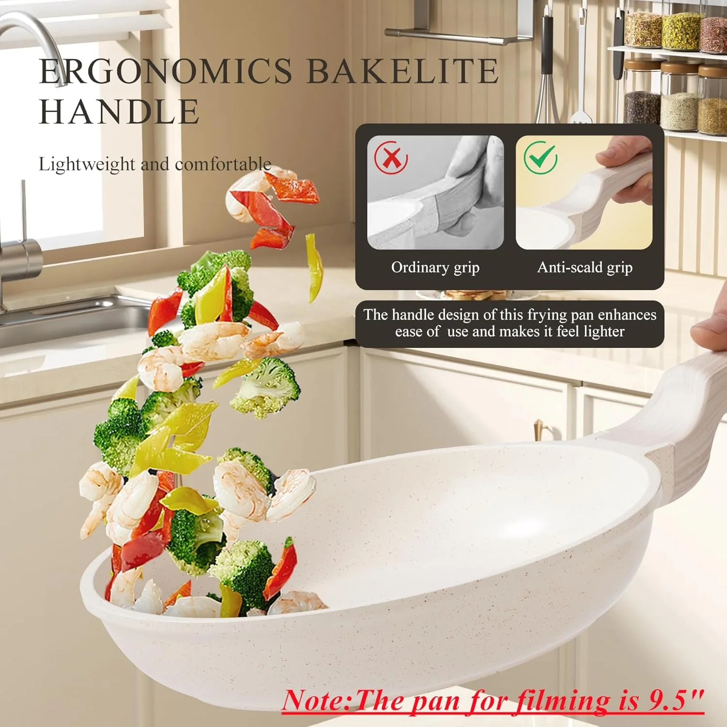 تابه سرخ کن هانسوبوته 8 اینچی با پوشش سرامیکی نچسب، مناسب برای املت، دارای دسته مقاوم در برابر حرارت و طراحی سفید و زیبا تابه سرخ کن هانسوبوته 8 اینچی با پوشش سرامیکی نچسب، مناسب برای املت، دارای دسته مقاوم در برابر حرارت و طراحی سفید و زیبا